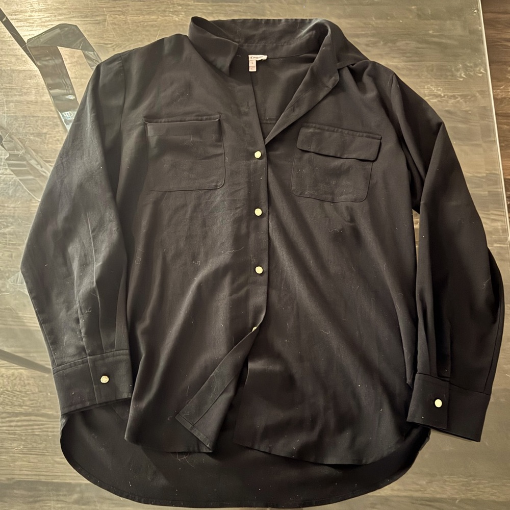 Juicy couture sz 6 blouse black gold buttons